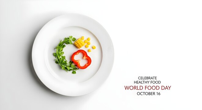 World Food Day Healthy Food Concept with Minimalist Vegetable Plate