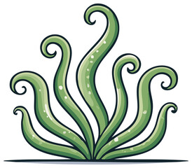Obraz premium Cartoon tentacles illustration with rounded tips and suction cups in green color