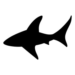 Vector art of a black silhouette of a shark swimming, isolated on a, representing marine life and the ocean