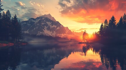 sunrise over the lake