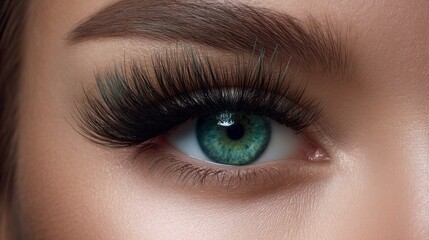 Obraz premium A mesmerizing close-up captures the beauty of an eye with vibrant hues and long lashes. The intricate details highlight the unique patterns and charms of this striking sight