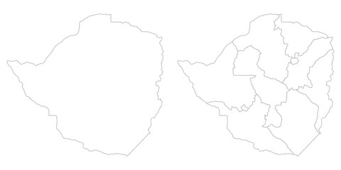 Zimbabwe map set. Map of Zimbabwe in set with white color