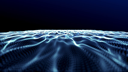 Mar de particulas en una escena azul espacial que imita a las olas de mar