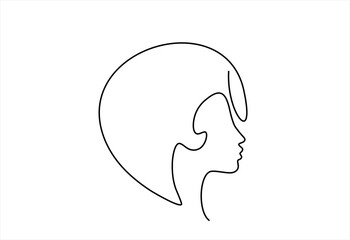 Minimalist One Line Drawing of a Woman's Profile. line icon-continuous line drawing. Editable stroke.	

