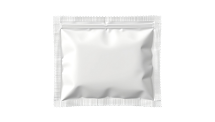 Packaging Process of White Sachet Industrial Facility Product Photography Clean Environment Close-up View Marketing Concept
