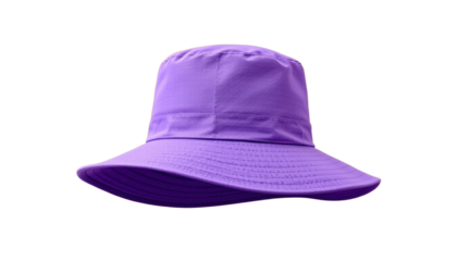 Stylish Purple Bucket Hat for Sun Protection Outdoor Adventure Fashion Accessory Bright Environment Close-Up View