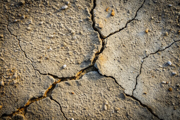 Obraz premium Cracked Earth: A macro shot revealing the intricate cracks and textures of parched earth, a stark visual of drought.