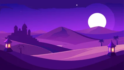 Selbstklebende Fototapeten Violett Landscape with desert and purple sky view  © Rana Islam