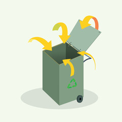 Recycling Bin with Arrows Illustrating Waste Management