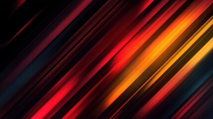 Vivid diagonal streaks of red orange and yellow light slice through a dark background creating a powerful sense of motion and energy in this abstract design