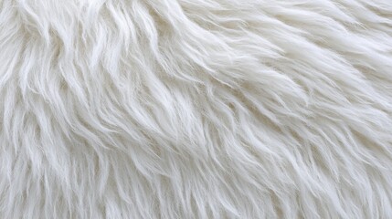 Fototapeta premium Fluffy White Fur Texture Close-Up. Soft And Cozy Material For Textiles And Design