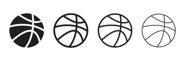 Basketball ball icons set. Basketball ball isolated icon. Black basketball symbols. Vector illustration.