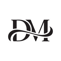 Abstract black and white DM Letter Logo vector file on White Background