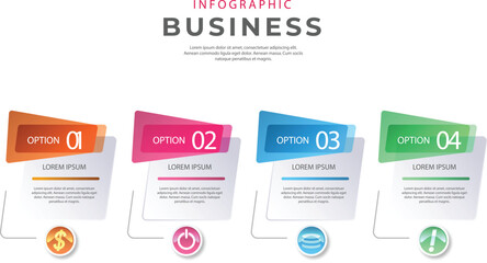 Modern infographic with five circular stages in a colorful gradient flow for business presentations and data visualization.
Four interconnected circular steps with numbers and text placeholders for pr