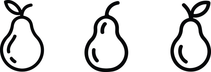 Obraz premium Pear Fruit Vector Icon Set, Whole Fresh Produce and Healthy Food Outline