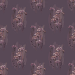 Watercolor floral vintage pattern on a dark background, flowers, bouquets.