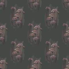 Watercolor floral vintage pattern on a dark background, flowers, bouquets.