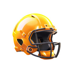 Fototapeta premium Yellow American Football Helmet. Sports Safety Equipment And Team Identity. Isolated On Transparent Background