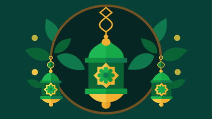 Three lanterns hanging with leaves around