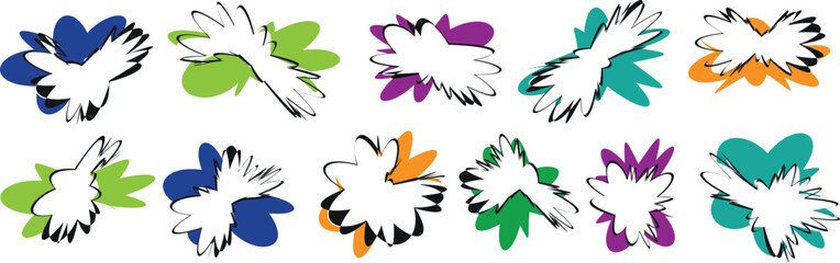 Artistic Flower Design Vector Set — Hand-Drawn Floral Symbols, Trendy Silhouettes, and Abstract Shapes for Label and Tag Decoration