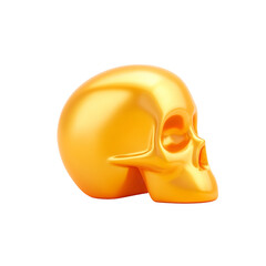Fototapeta premium A golden skull, symbol of mortality. The skull's smooth surface gleams, hinting at value and the inevitable passage of time