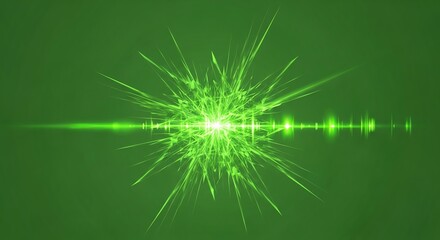 Green light burst with lens flare effect