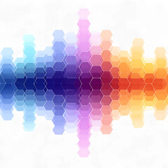 Abstract colorful hexagon sound wave equalizer isolated on transparent background