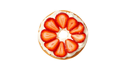 Sweet bagel with cream cheese and strawberry, transparent background PNG for food marketing and design