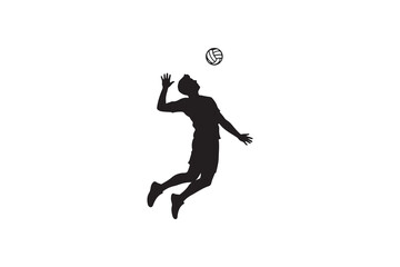 Volleyball player silhouette jumping serve design