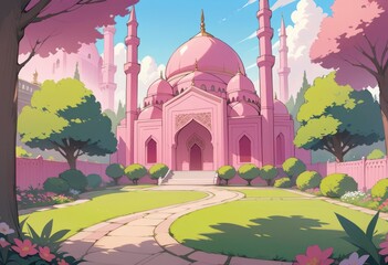 Close up mosque in a garden