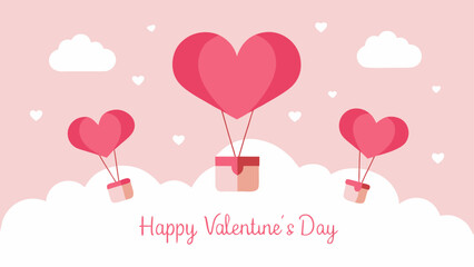 Valentine's day hearts and cloud balloons on transparent background silhouette