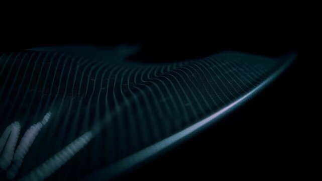 Glowing carbon fiber surface with red energy pulse and flowing digital wave, carbon fiber surface glowing red light trail