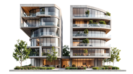 3D Render of Modern Office Building with Eco-Friendly Concept