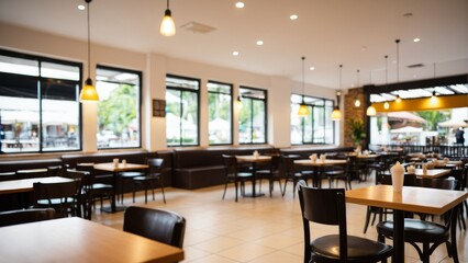 広いカフェのボケ、ソフトフォーカス背景