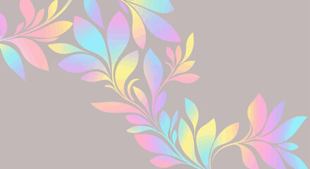 Pastel Foliage Illustration with Soft Gradient Colors and Swirling Branches Design