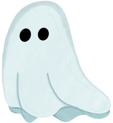 Cute Ghost for Halloween Day. Spooky Cute Drawing.
