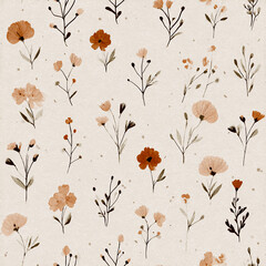 Boho Wildflowers Seamless Floral Pattern in Earthy Tones