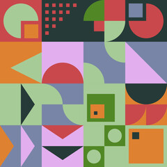 Abstract geometric vector pattern design with simple shapes