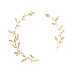 Golden Botanical Wreath Frame  Elegant Design Element