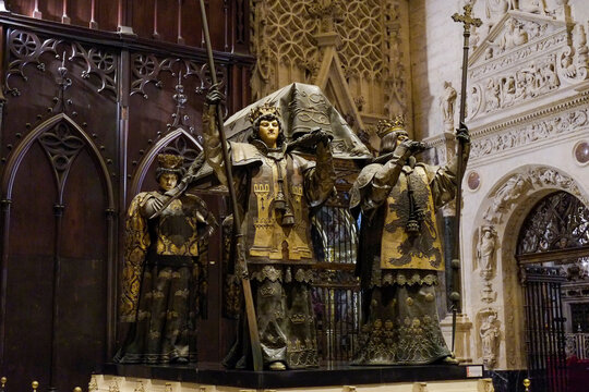 Seville, Spain. Seville, Europe.  Cathedral housing the 
Seplucur of Christopher Columbus.
