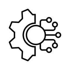 Digital transformation icon represented by gear to circuit Line style. icon . vector illustration, pictogram isolated on white background. color editable

