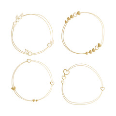 Golden Decorative Circular Frames  Elegant Floral Heart Design