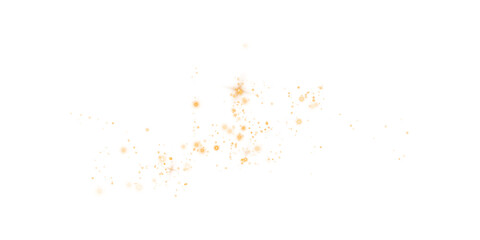 Gold sparks and stars glitter with a special light effect. Sparkles on a transparent background. Christmas abstract.