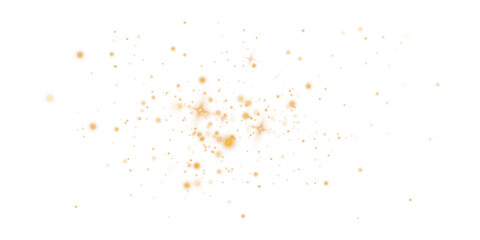 Gold sparks and stars glitter with a special light effect. Sparkles on a transparent background. Christmas abstract.