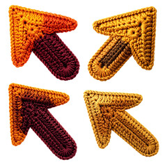 Set de 4 Flechas Tejidas a Crochet en Colores de Otoño, Decoración Artesanal en Naranja, Mostaza y Borgoña

