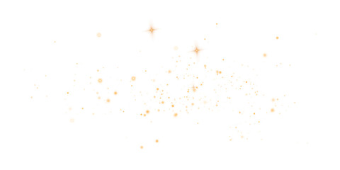 Gold sparks and stars glitter with a special light effect. Sparkles on a transparent background. Christmas abstract. © Liubov