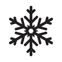 Minimalist black snowflake icon design. Perfect for winter themes, Christmas graphics, cold weather illustrations, holiday decor, greeting cards, and seasonal vector elements.