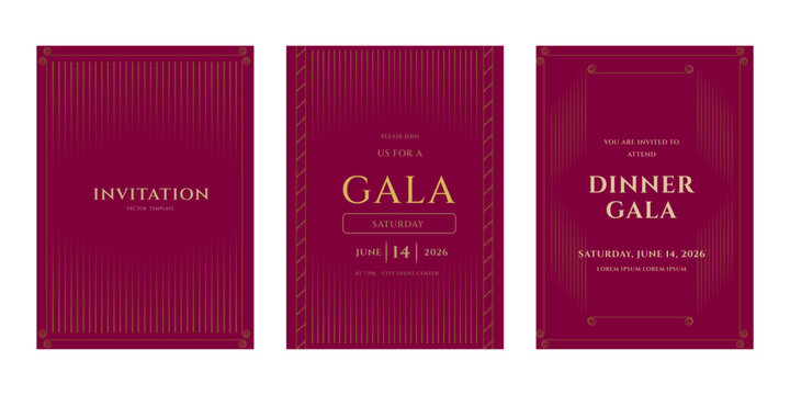 Elegant Gala Invitation Templates  Art Deco Design 2026 Vector