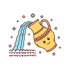 Cute cartoon Aquarius zodiac sign illustration