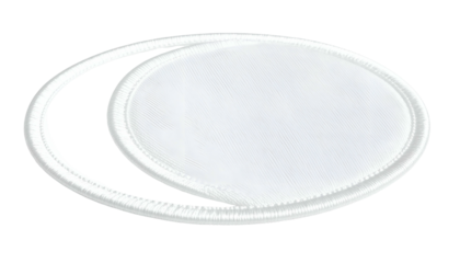 A white oval-shaped design, with a curved tail, on a transparent background